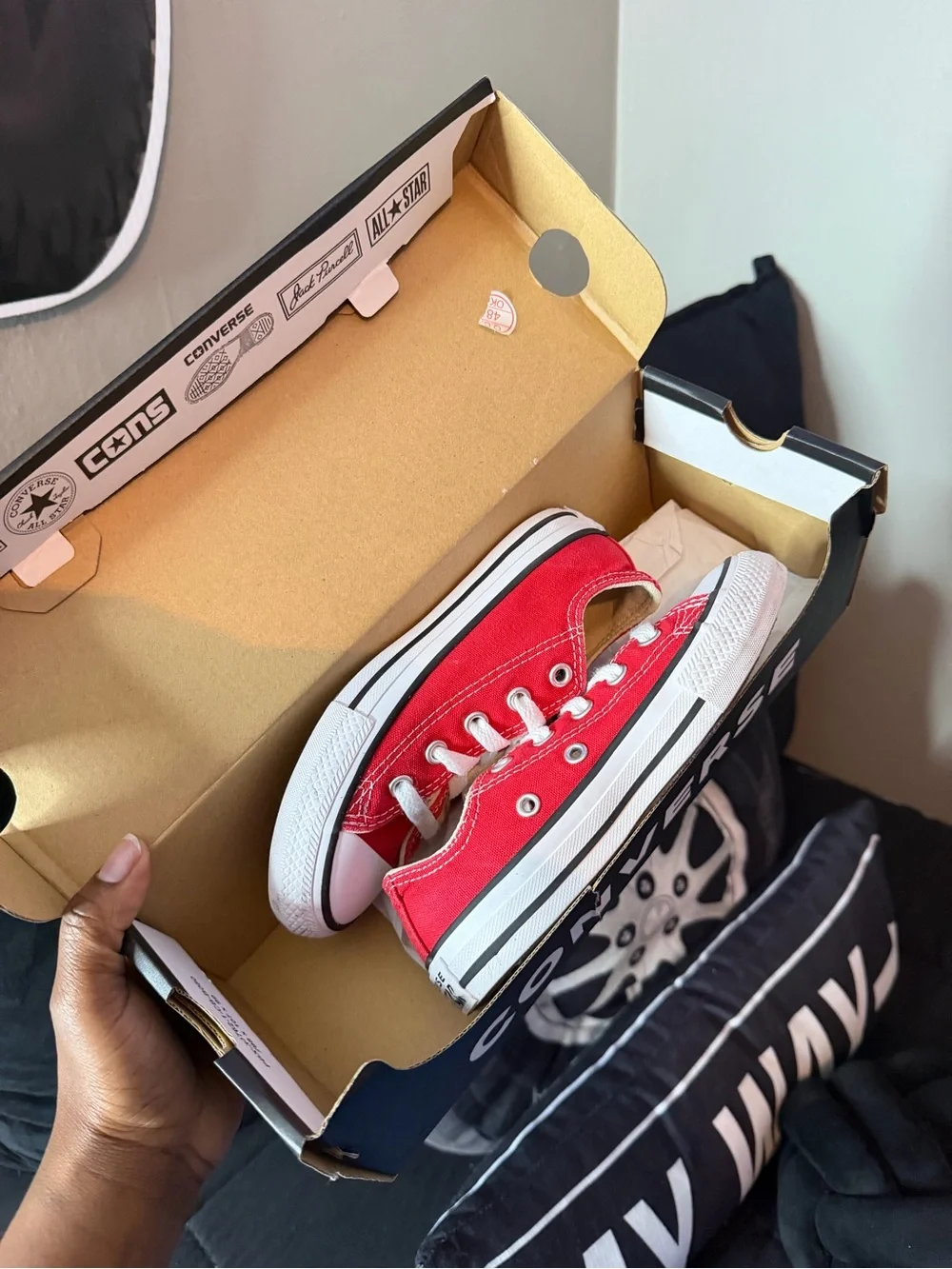 Converse Kids Low Top Canvas Sneakers in Red with White Accents